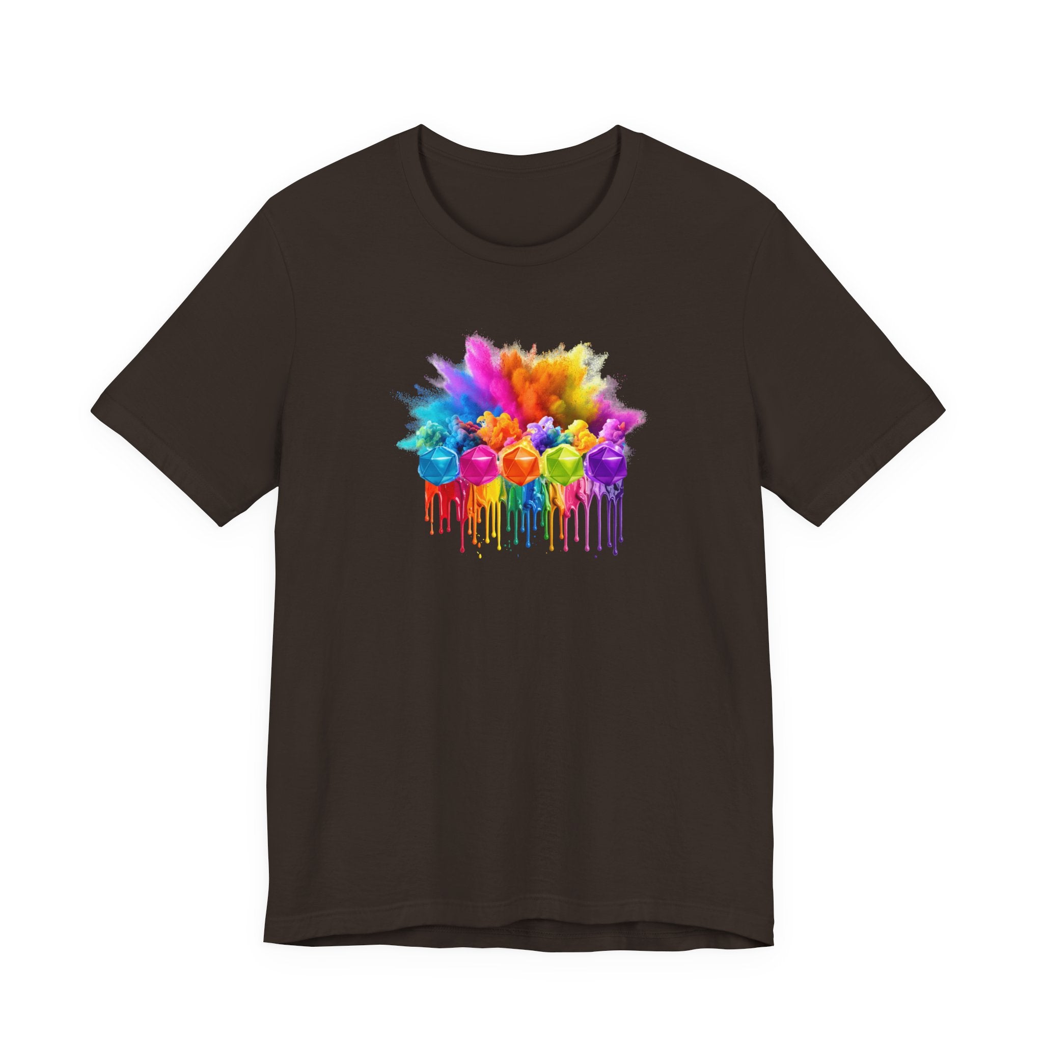 Colorful Dripping D20 T-Shirt – Rainbow D20 Art Tee
