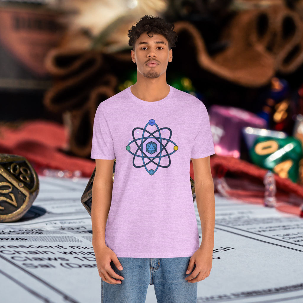 RPG Dice Atom T‑Shirt — D20 Tabletop Gaming Tee