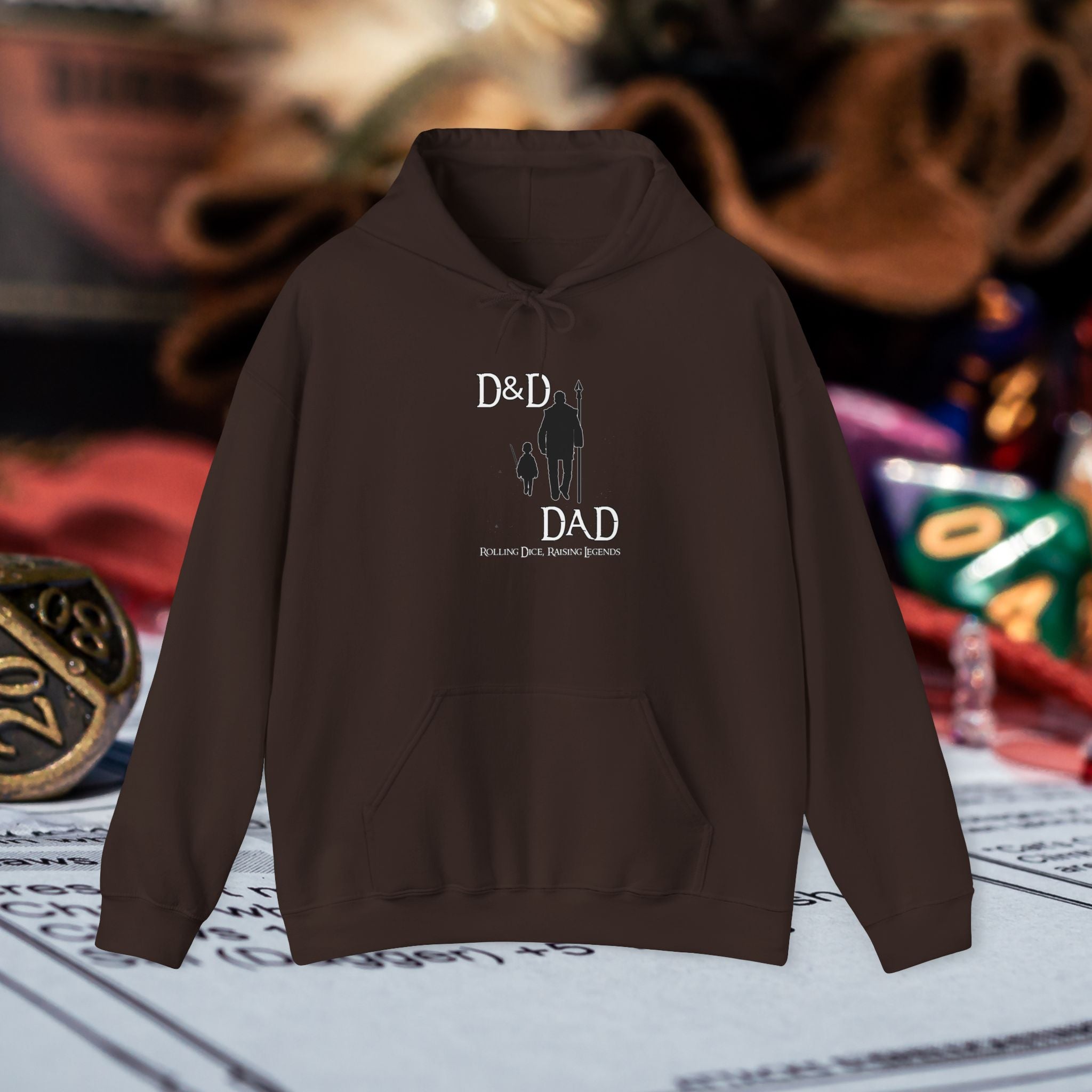 D&D Dad Hoodie — Father & Child Gaming Silhouette Pullover