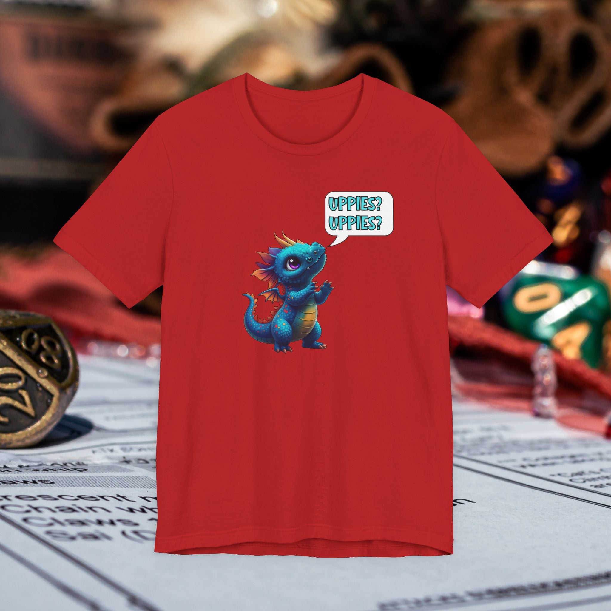 Baby Blue Dragon T‑Shirt — Cute 'Uppies? Uppies?' Fantasy Gamer Tee