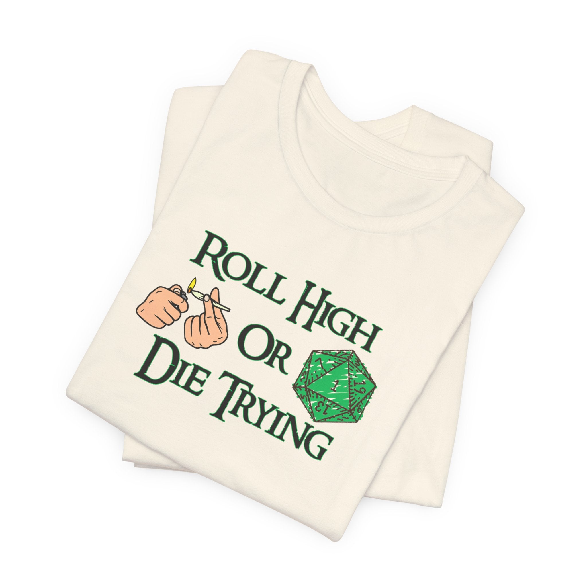 Roll High or Die Trying D20 T-Shirt — RPG Gamer Dice Tee