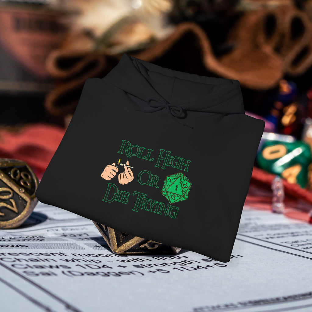 Roll High or Die Trying Hoodie – D20 Dice Gaming Sweatshirt