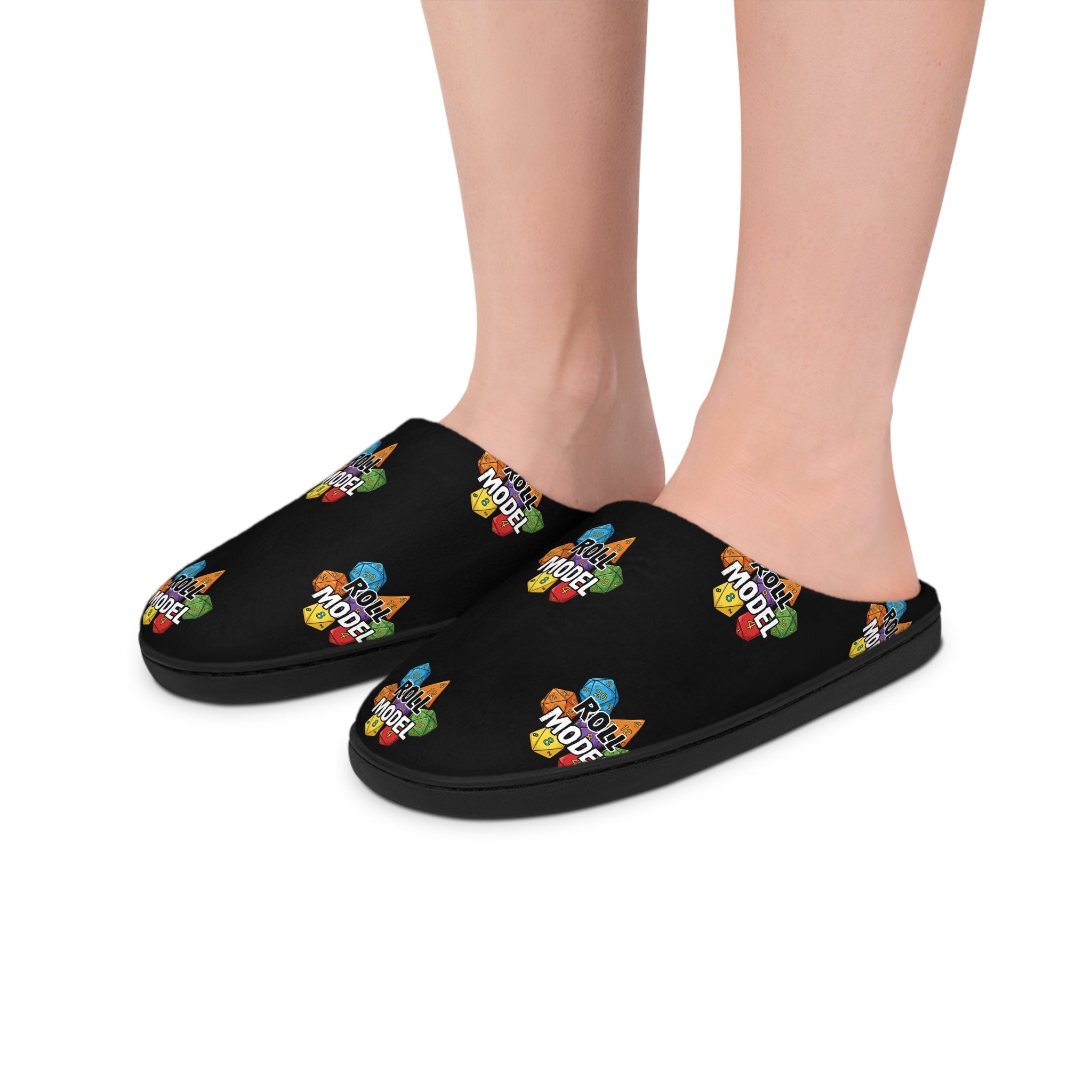 Black Roll Model Indoor Slippers — Colorful 'Roll Model' Cozy Slippers for Men