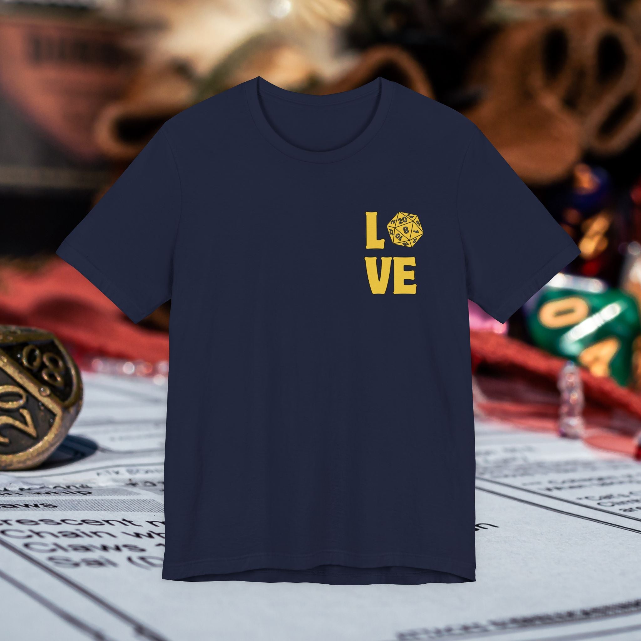 Love D20 T-Shirt — RPG Gamer Dice Love Tee