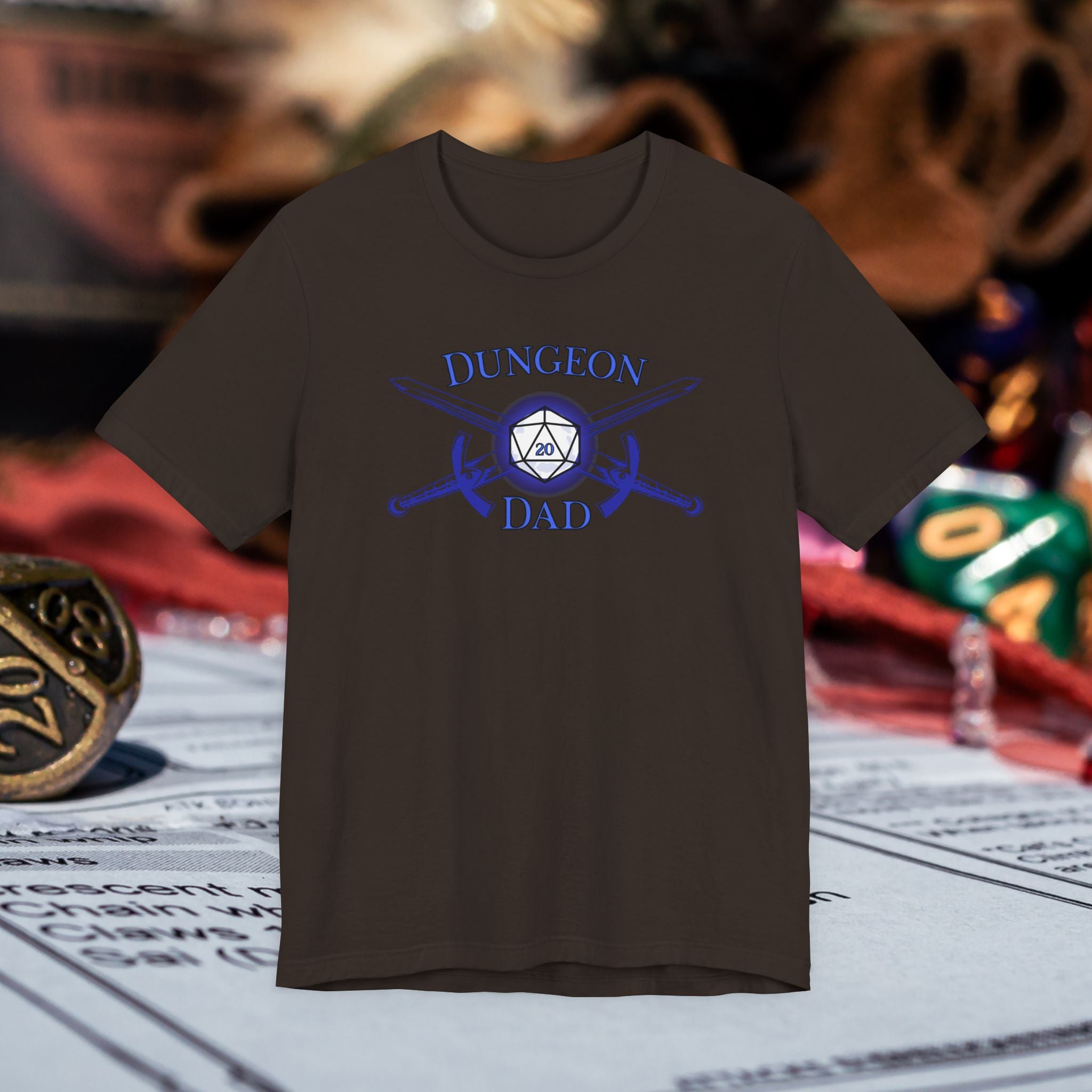 Dungeon Dad T-Shirt – D20 Gamer Father Tee