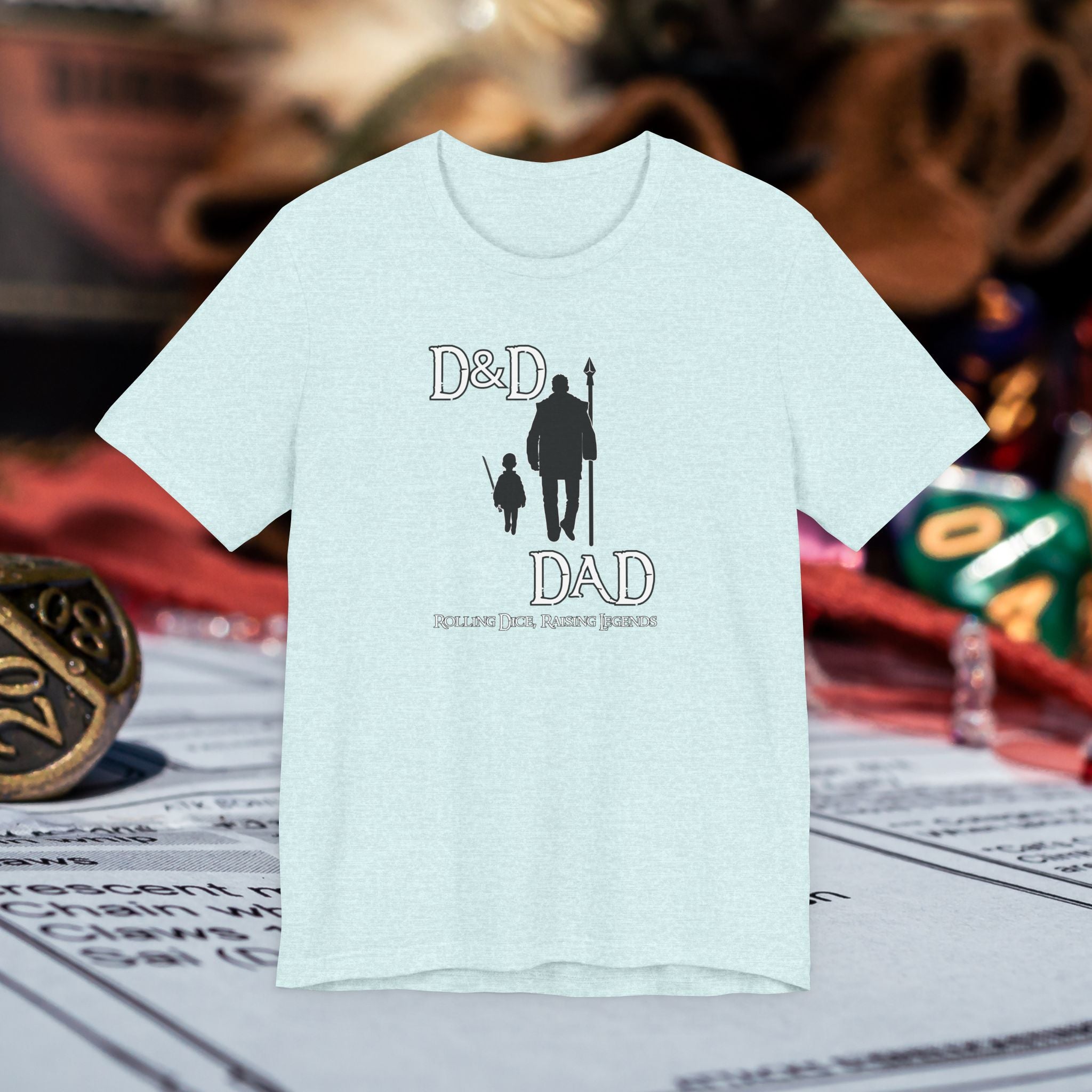 D&D Dad T‑Shirt — Roleplaying Dad Tee (Rolling Dice, Raising Legends)