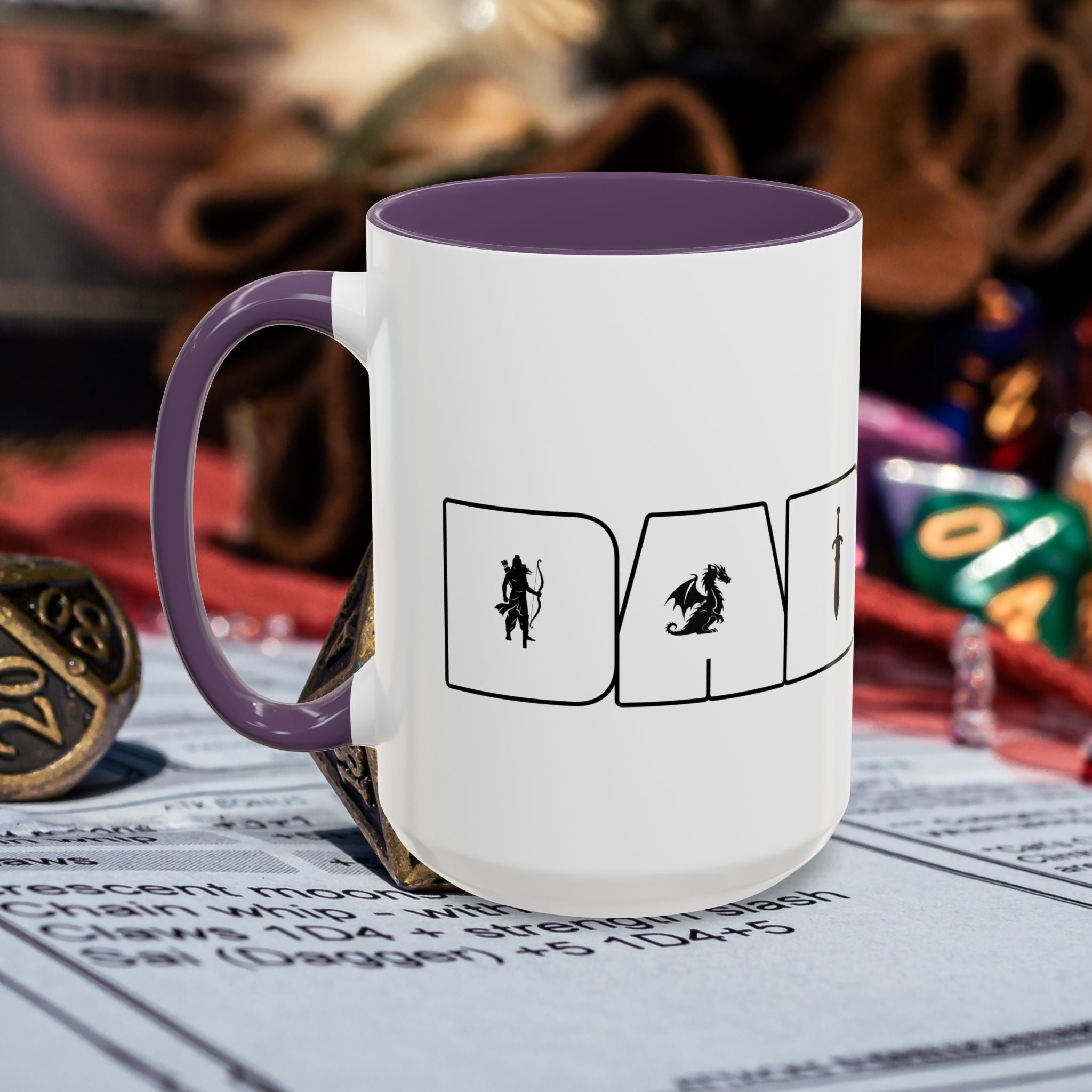 RPG Dad Icon Accent Coffee Mug — Dad Tabletop Gaming 15oz