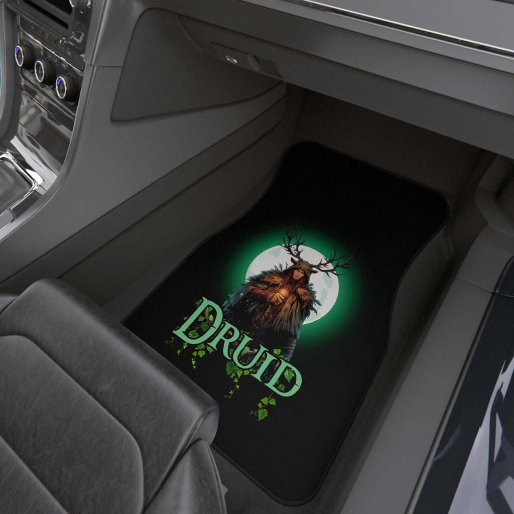 Druid Car Floor Mats — Front Pair with Green Druid Design
