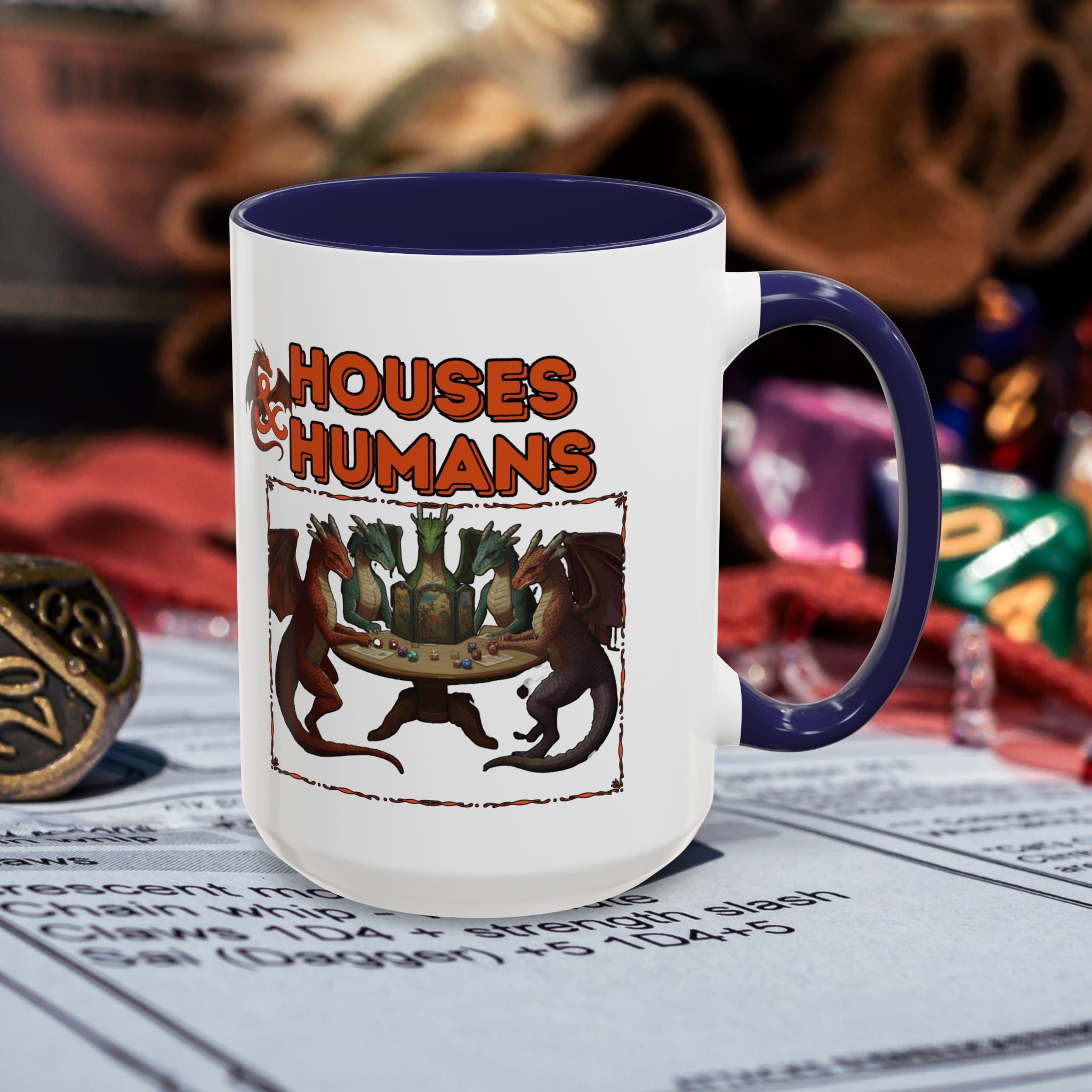 Houses & Humans Coffee Mug — Fantasy RPG D20 Gaming Accent Mug (15oz)