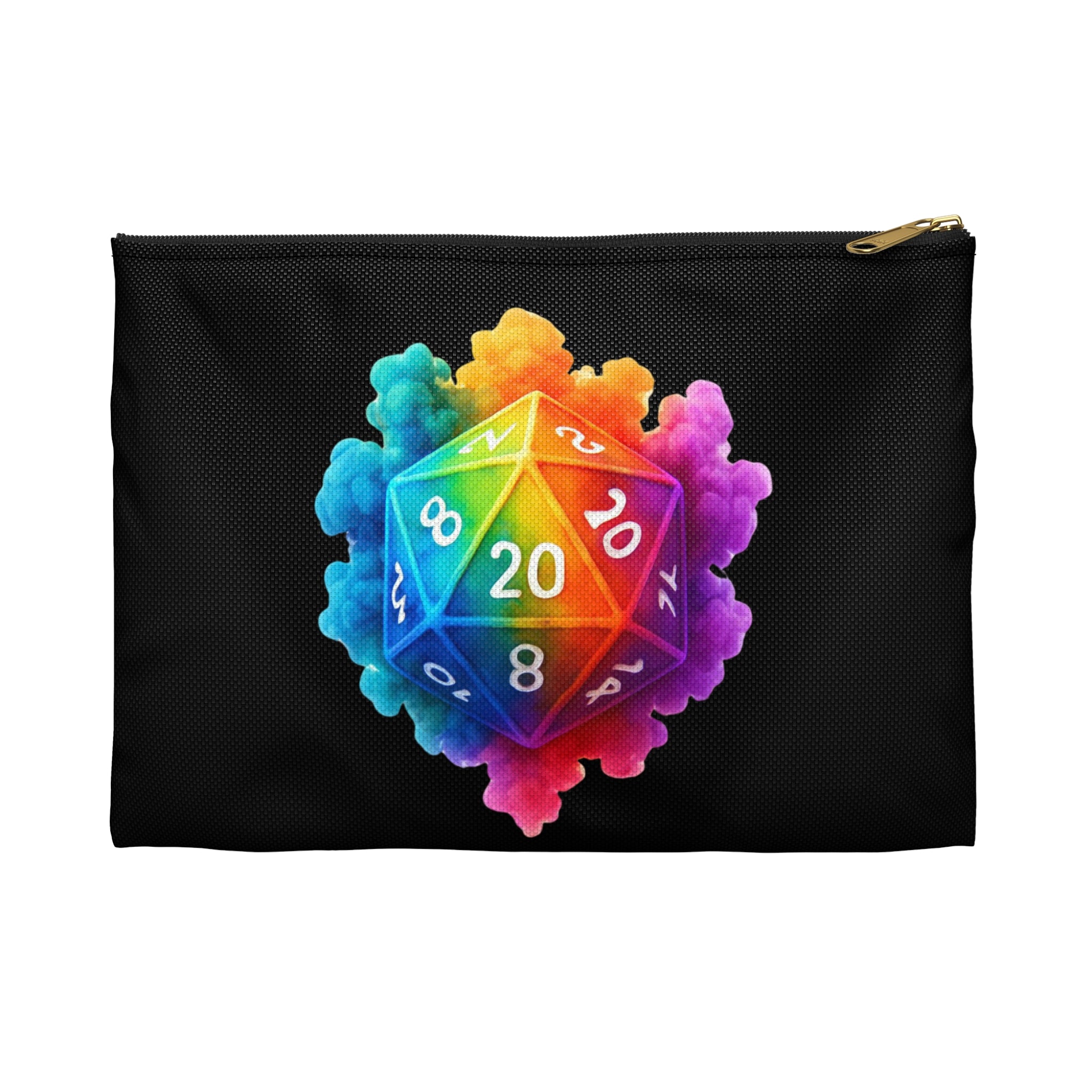 Rainbow D20 Dice Accessory Pouch — RPG Dice Bag, Colorful Tabletop Gaming Gear