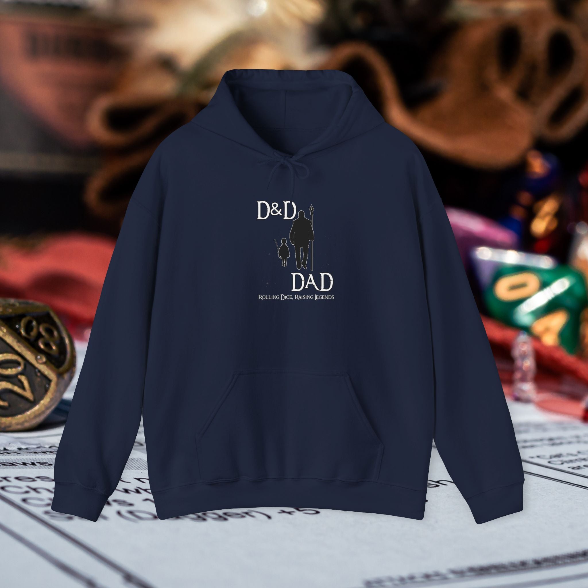 D&D Dad Hoodie — Father & Child Gaming Silhouette Pullover