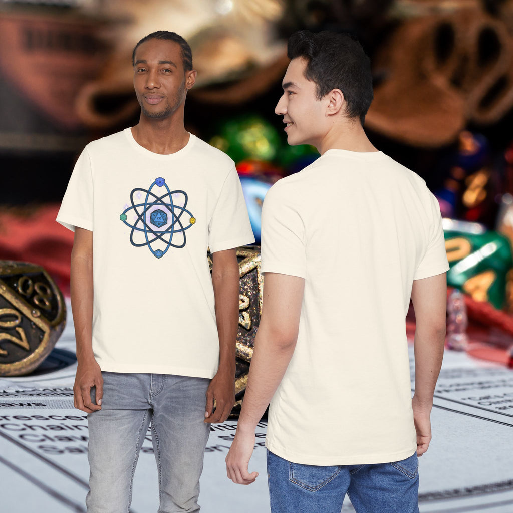 RPG Dice Atom T‑Shirt — D20 Tabletop Gaming Tee