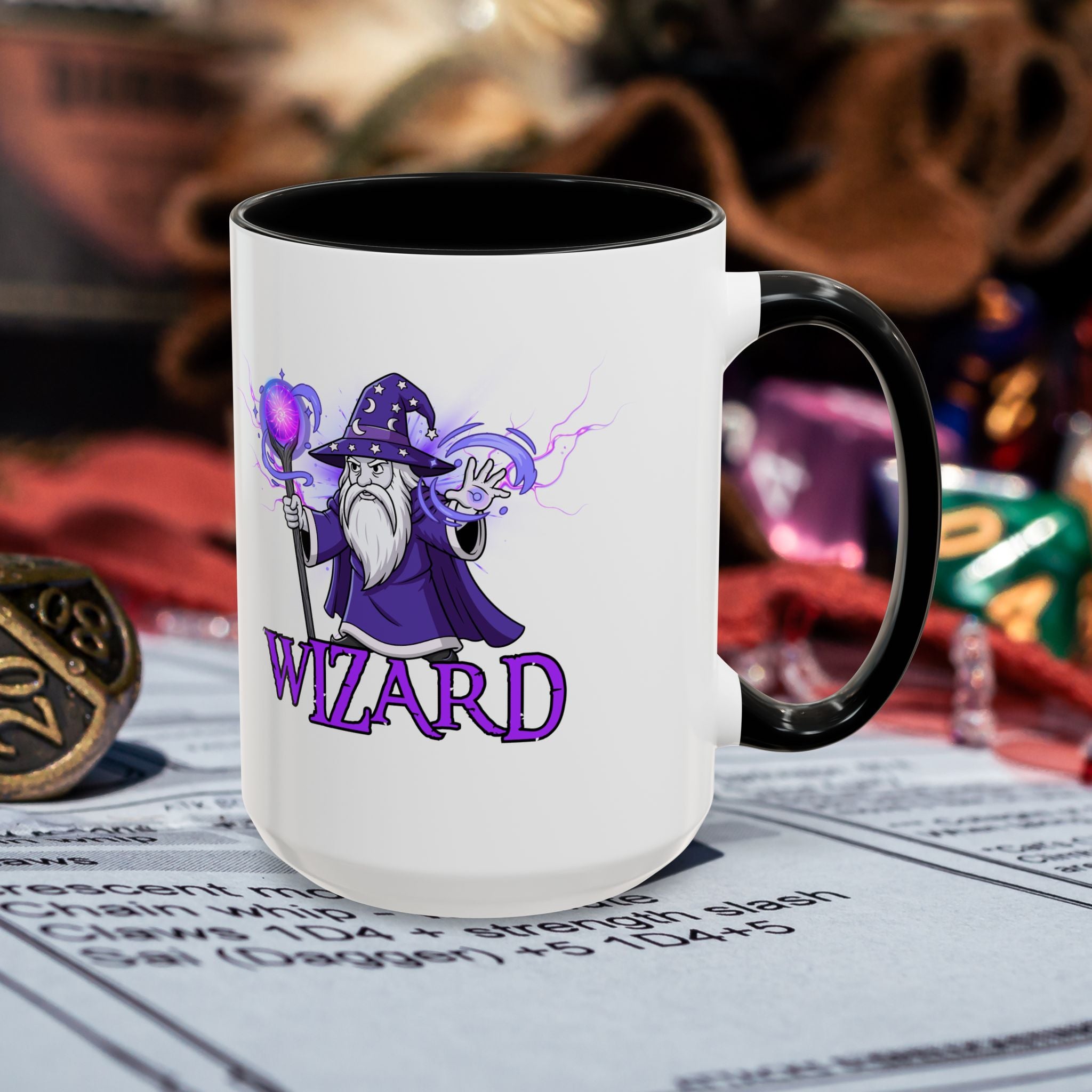 Wizard Coffee Mug — D&D Wizard Design Accent Mug (15oz)