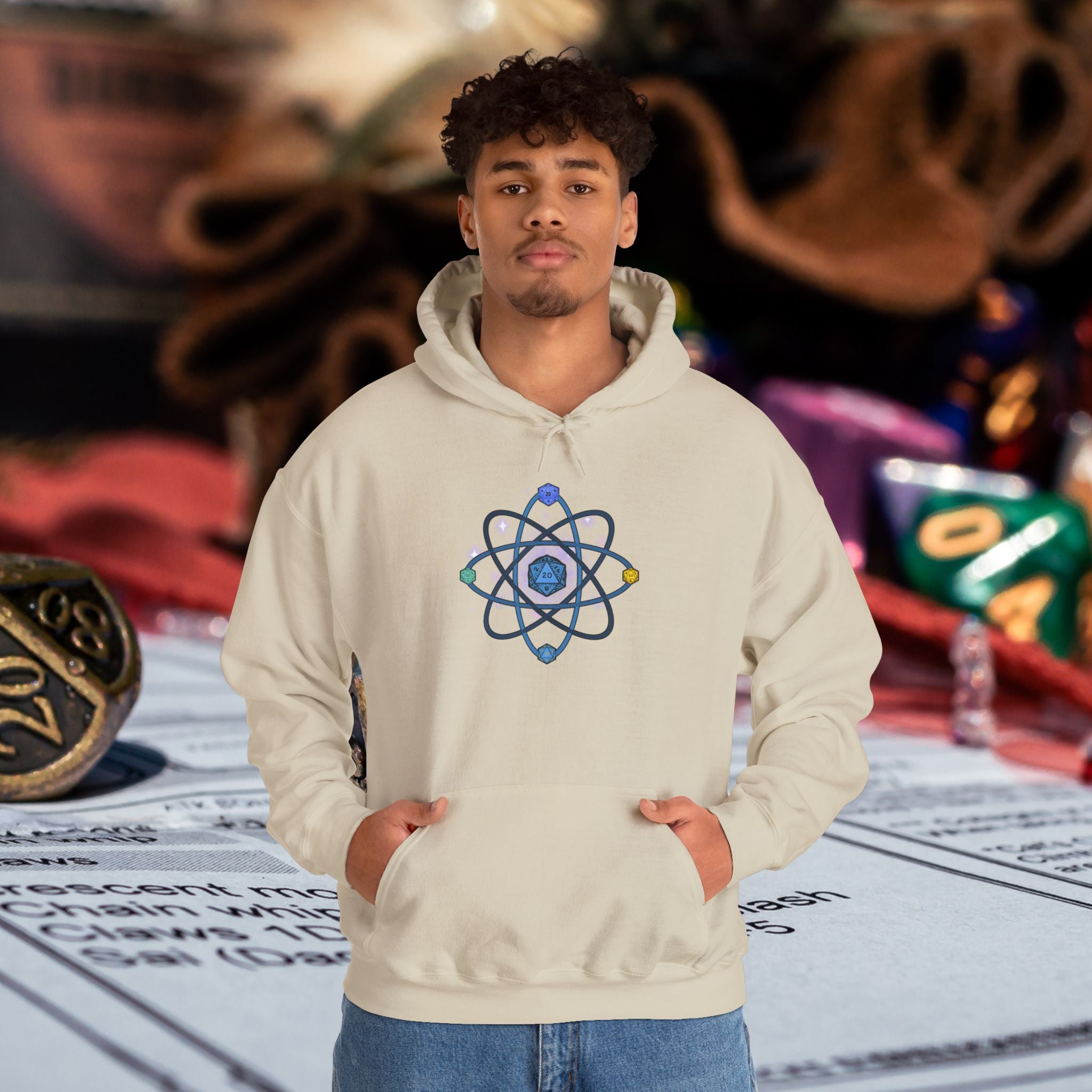 D20 Atom Symbol Hoodie — Geeky D20 RPG Gamer Pullover