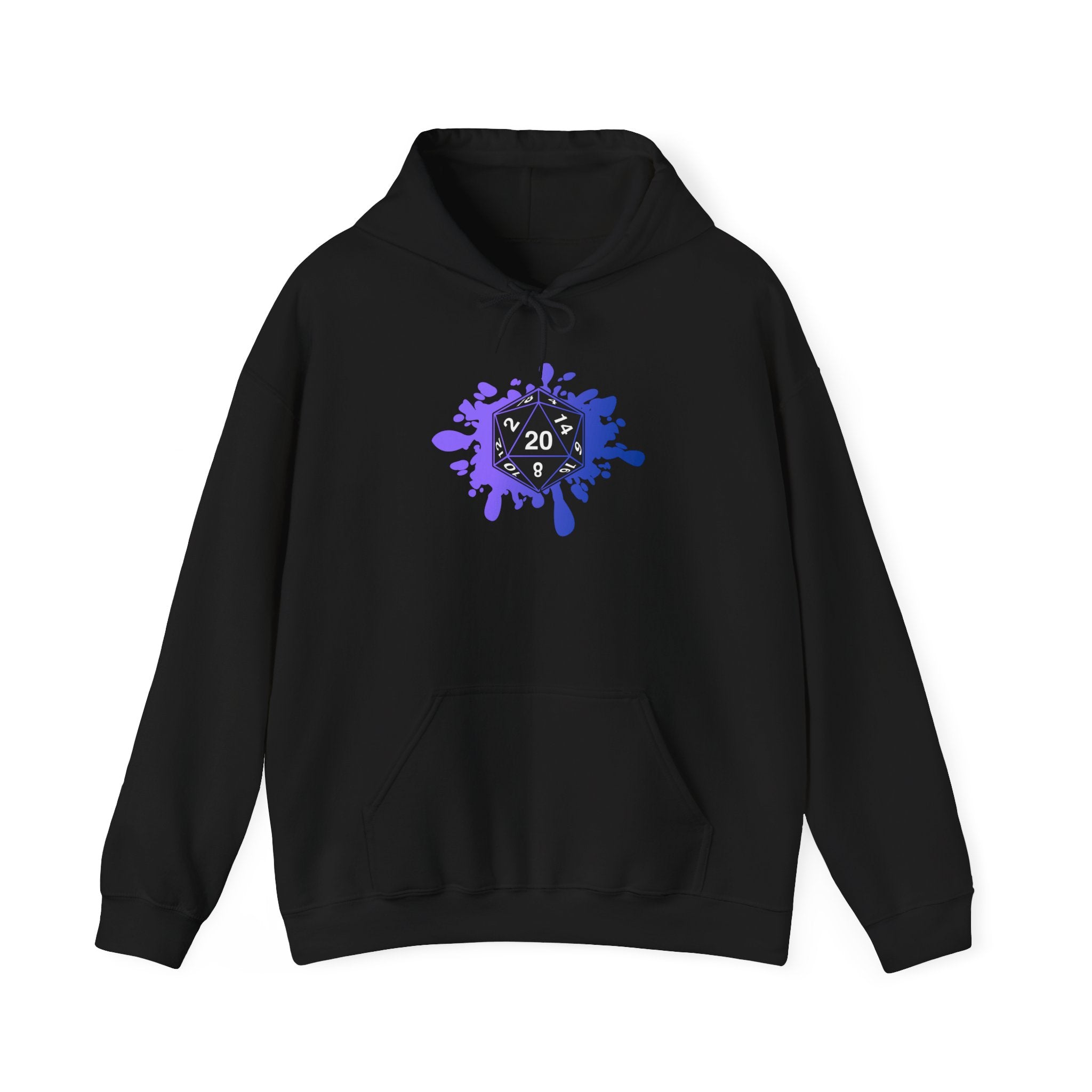 Hoodie — D20 Dice Splash Gaming Pullover (Tabletop RPG Gift)