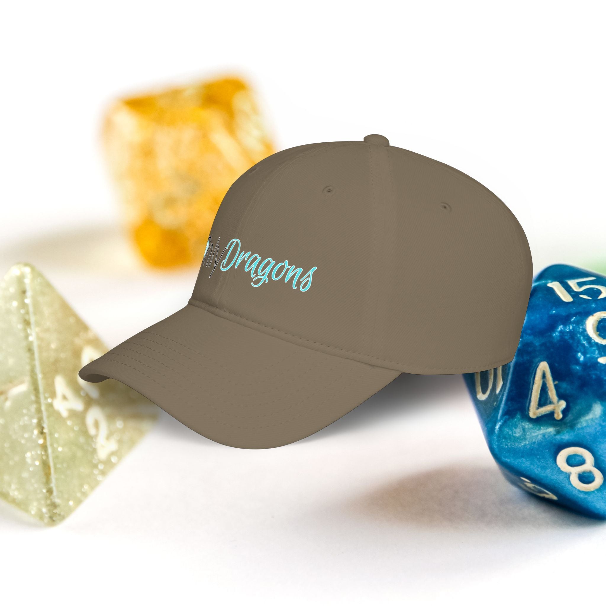 Only Dragons Low Profile Baseball Cap — D&D Dice Logo Hat for Tabletop Gamers
