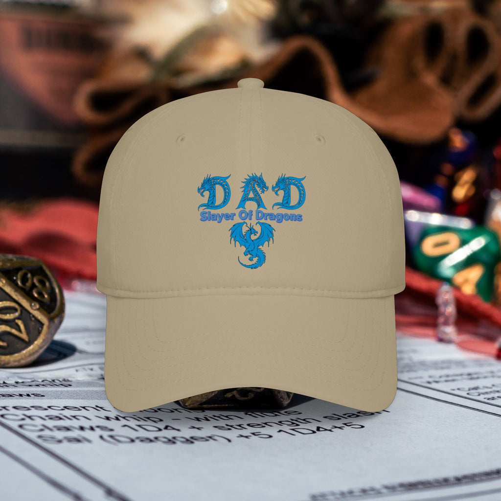 Dad Slayer Of Dragons Low Profile Baseball Cap - D&D Dad Gift