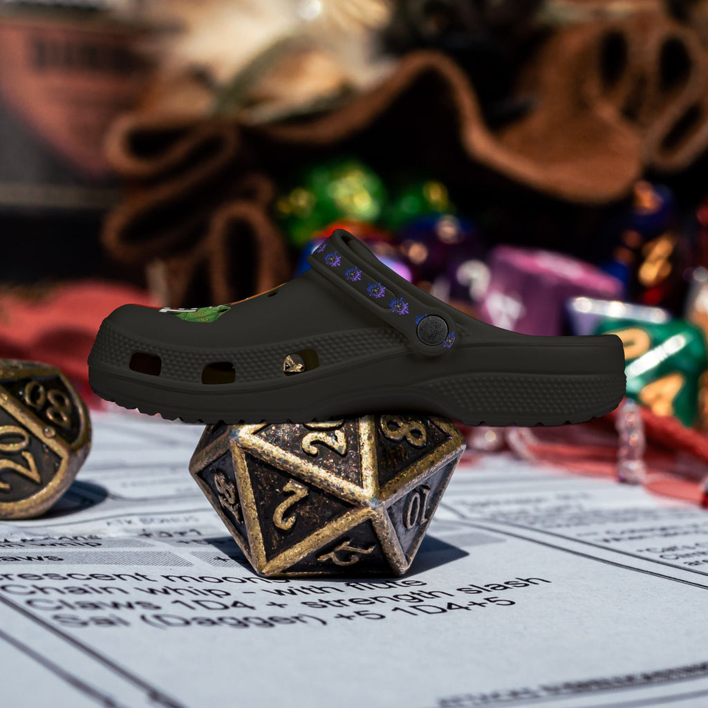 Black D20 Roll Model EVA Foam Clogs - D20 Dice Comfort Shoes