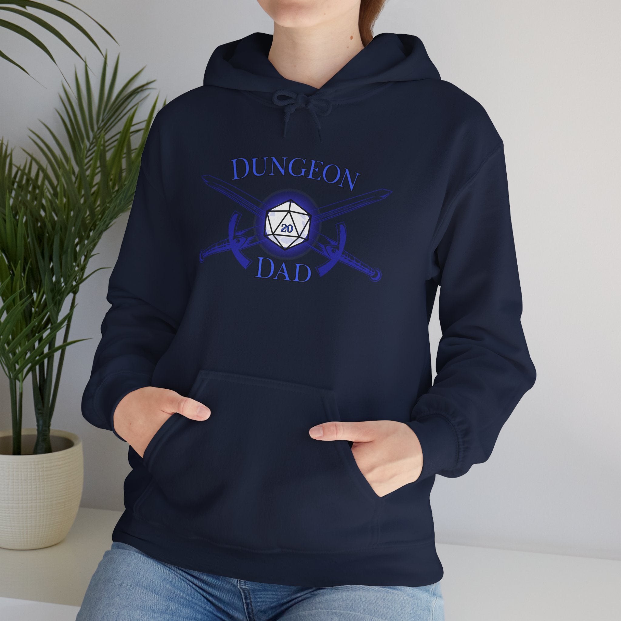 Dungeon Dad Hoodie – RPG Dad Hoodie with Dice & Swords Design