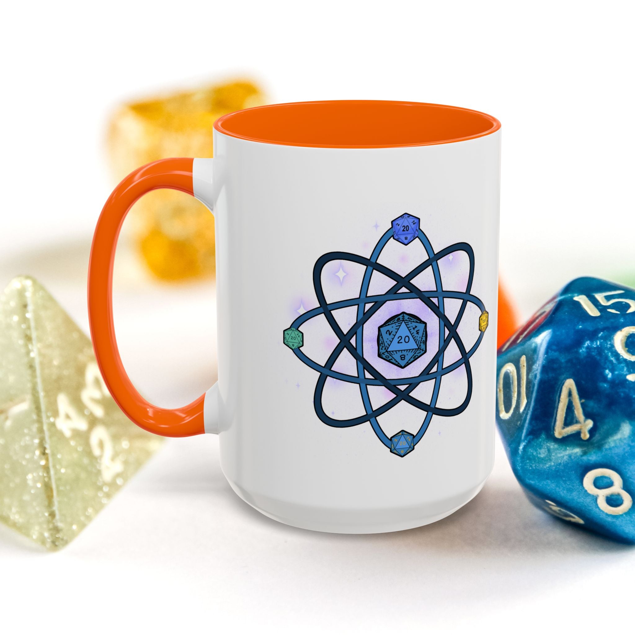 Coffee Mug — D20 Dice Atom Design (Geek RPG Gamer Gift)