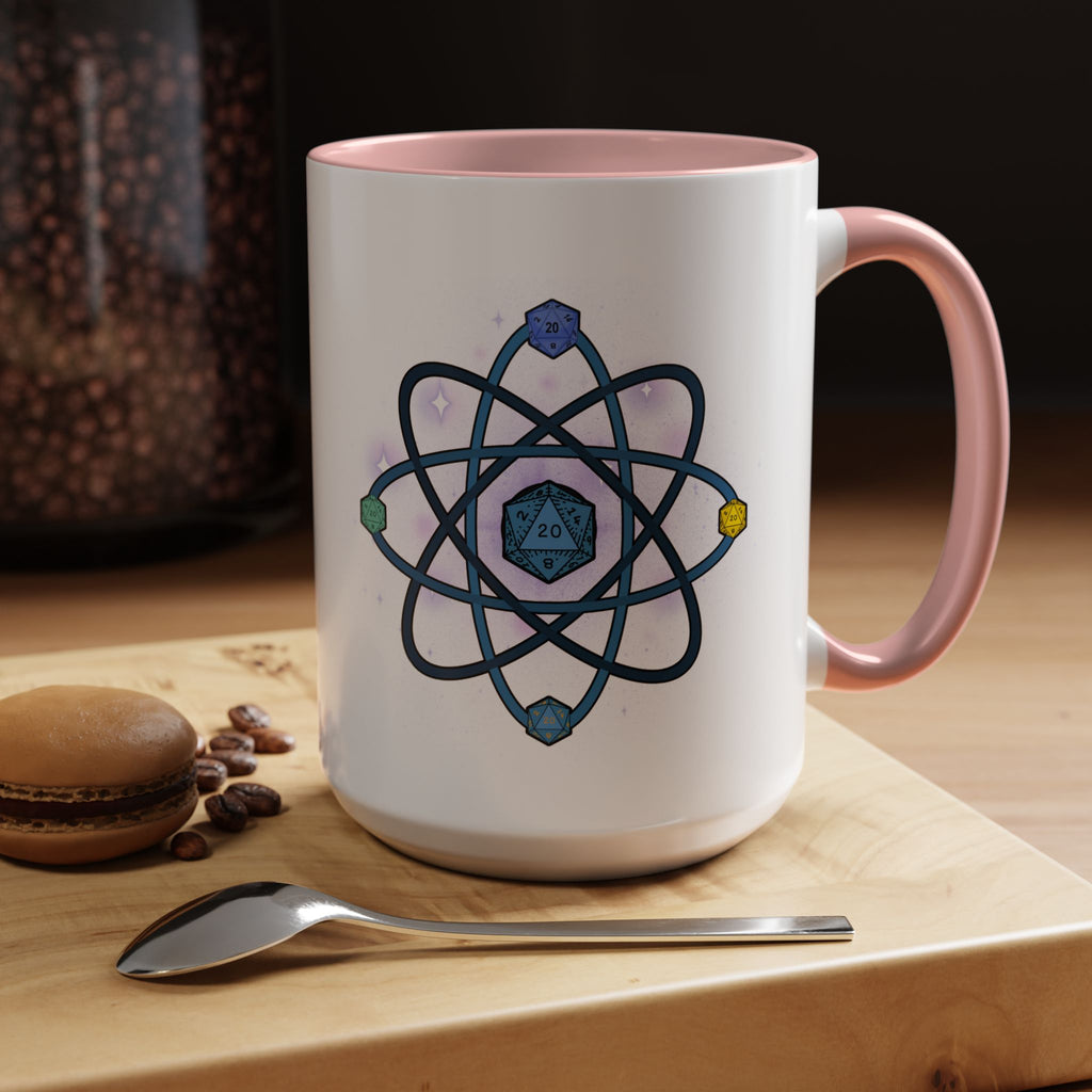 Coffee Mug — D20 Dice Atom Design (Geek RPG Gamer Gift)