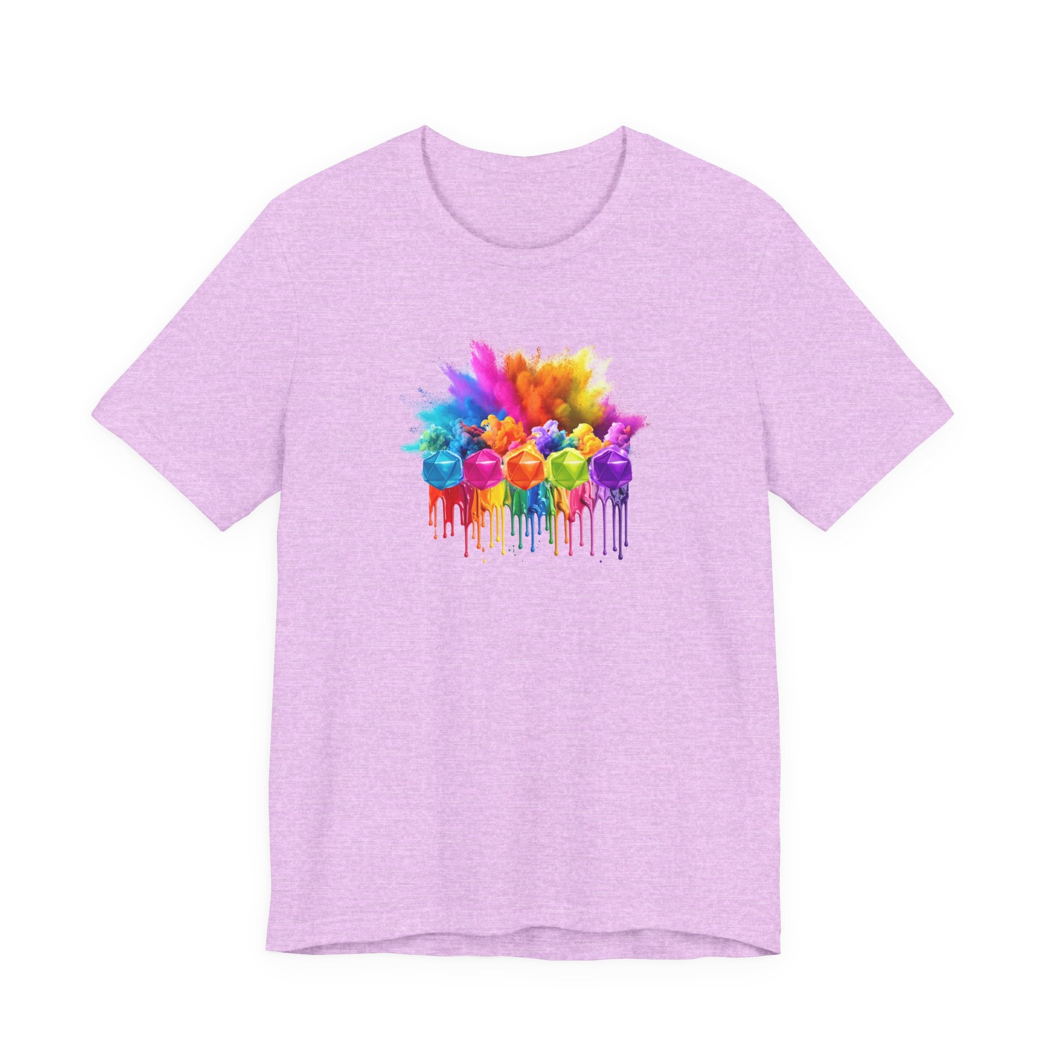 Colorful Dripping D20 T-Shirt – Rainbow D20 Art Tee
