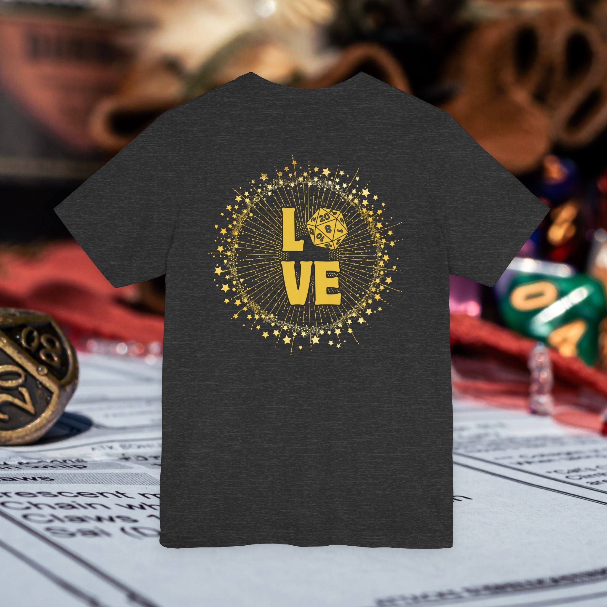 Love D20 T-Shirt — RPG Gamer Dice Love Tee