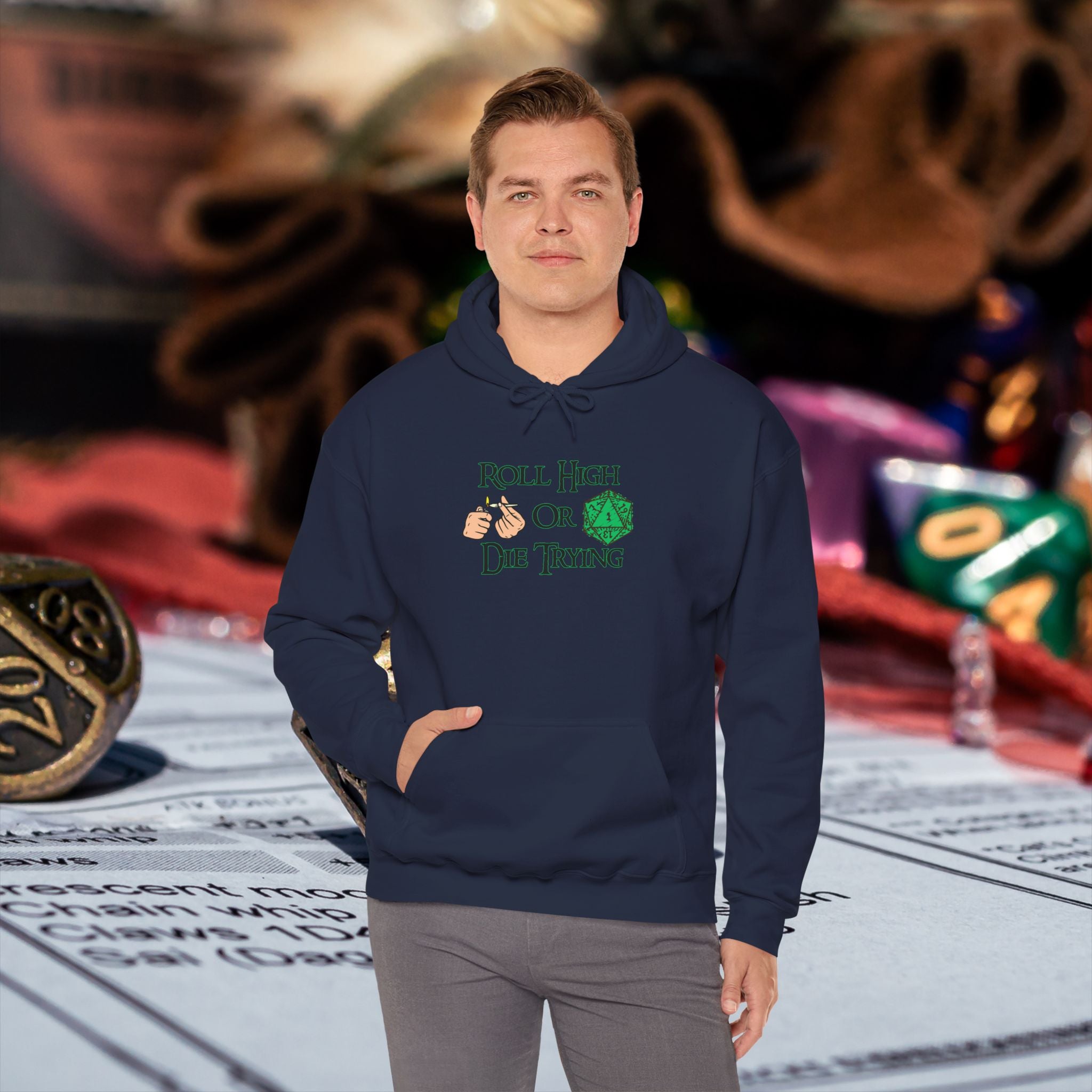 Roll High or Die Trying Hoodie – D20 Dice Gaming Sweatshirt