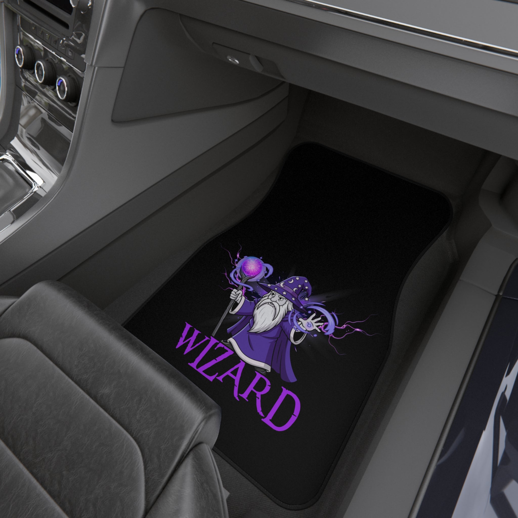 Wizard Car Floor Mats (2x Front) — Purple Wizard Design, Non-Slip Front Mats