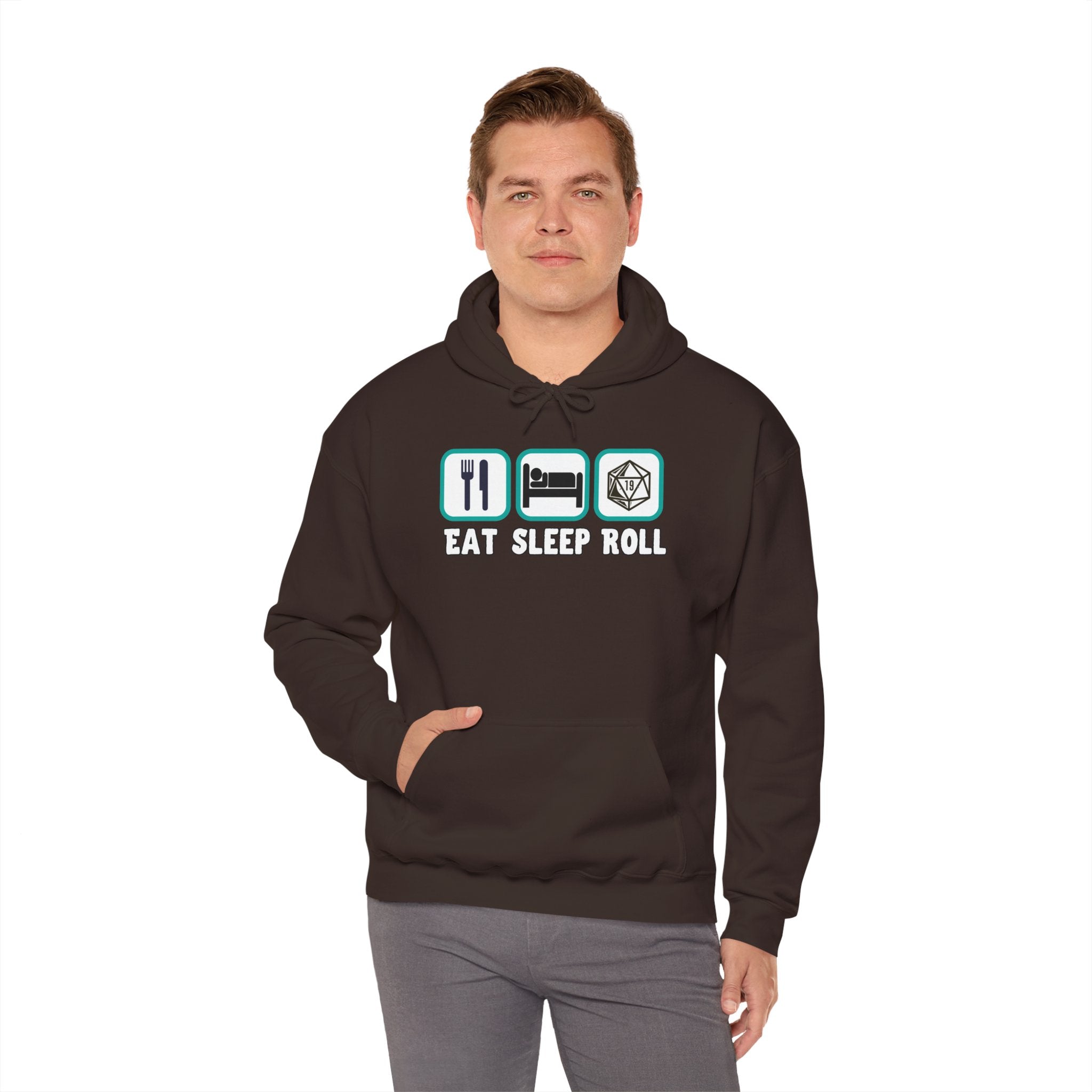 Hoodie — "Eat Sleep Roll" Dice & RPG Gamer Hooded Sweatshirt