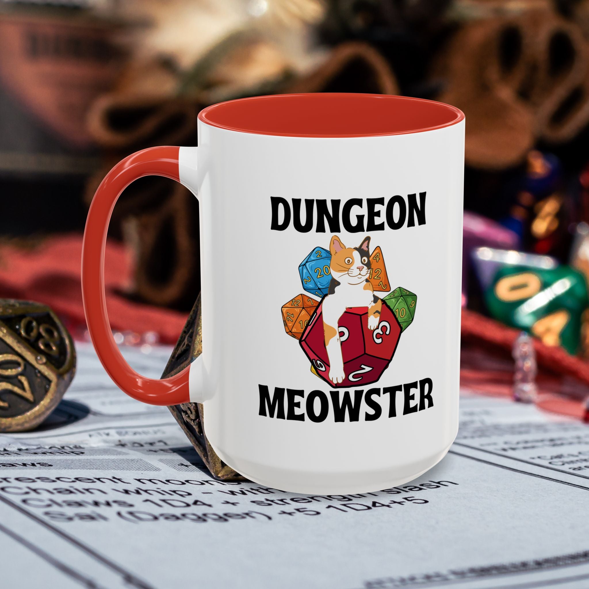 Dungeon Meowster Coffee Mug – Dungeons & Dragons Cat Gamer Gift (15oz Accent Mug)