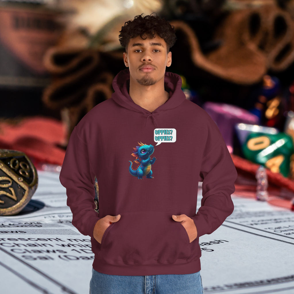 Dragon Dice Hoodie — Cute Blue Dragon UPPIES Gaming Hoodie