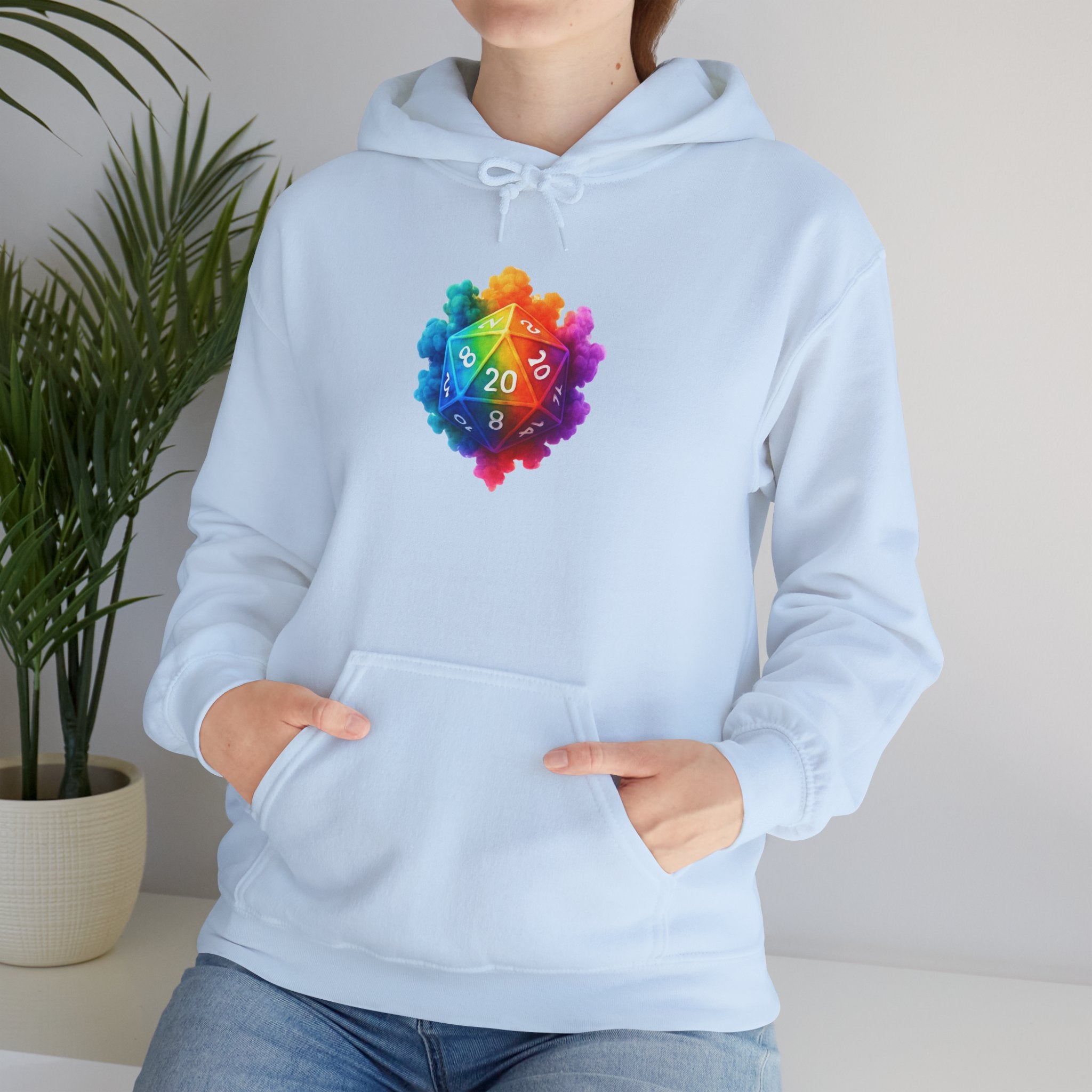 Rainbow D20 Gamer Hoodie — Colorful Critical Hit Dice Logo