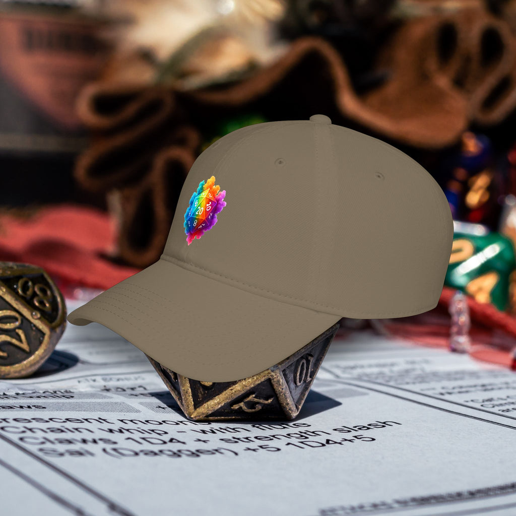 D20 Rainbow D20Cap — Low Profile Baseball Hat for Tabletop Gamers