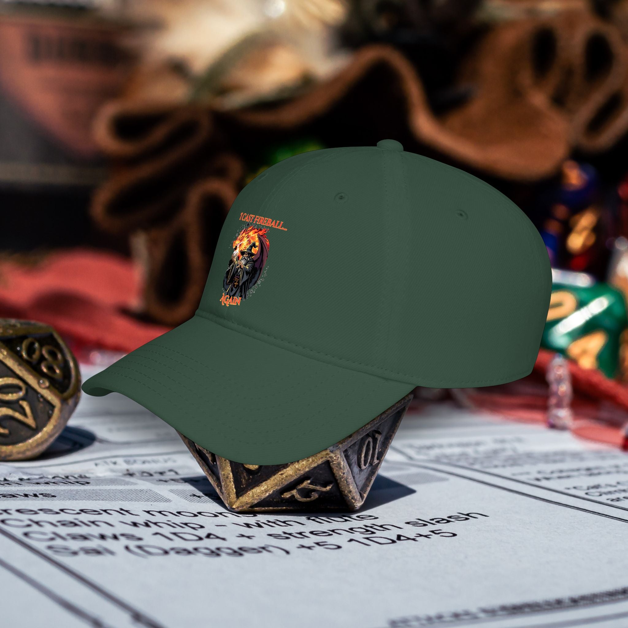 Low Profile Baseball Cap — 'I Cast Fireball... Again' Dungeons & Dragons Dragon Gaming Hat