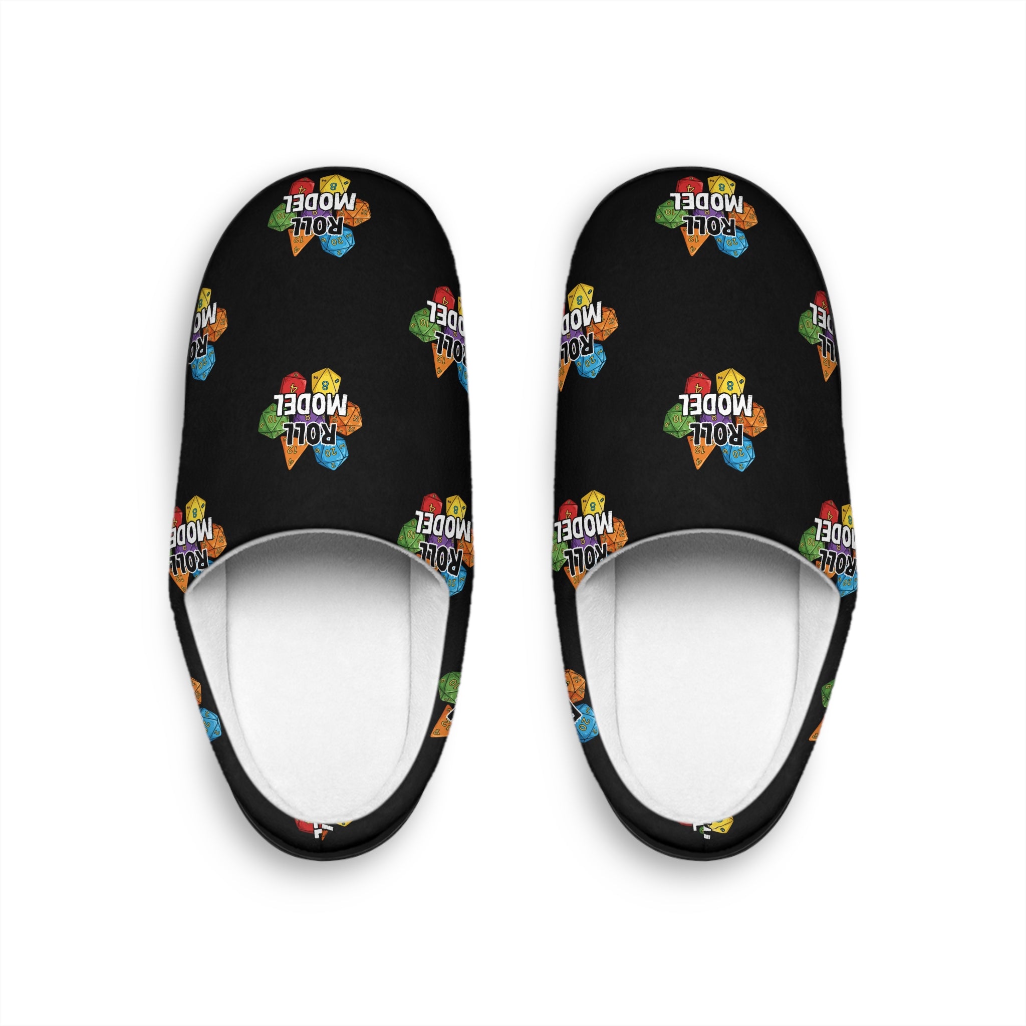 Black Roll Model Indoor Slippers — Colorful 'Roll Model' Cozy Slippers for Men