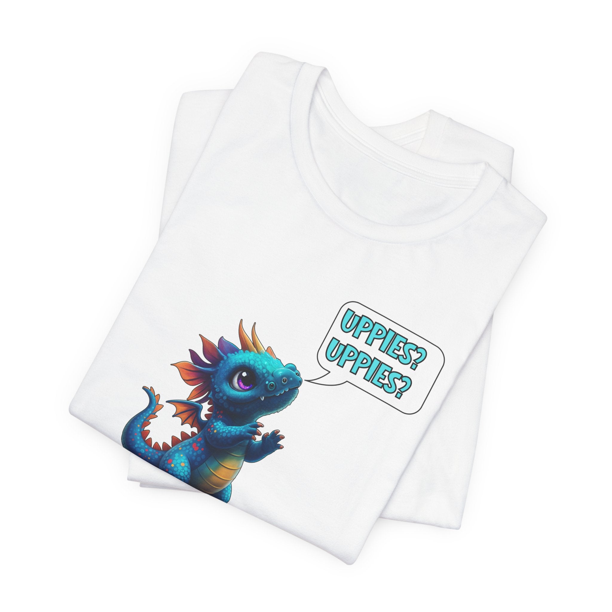 Baby Blue Dragon T‑Shirt — Cute 'Uppies? Uppies?' Fantasy Gamer Tee