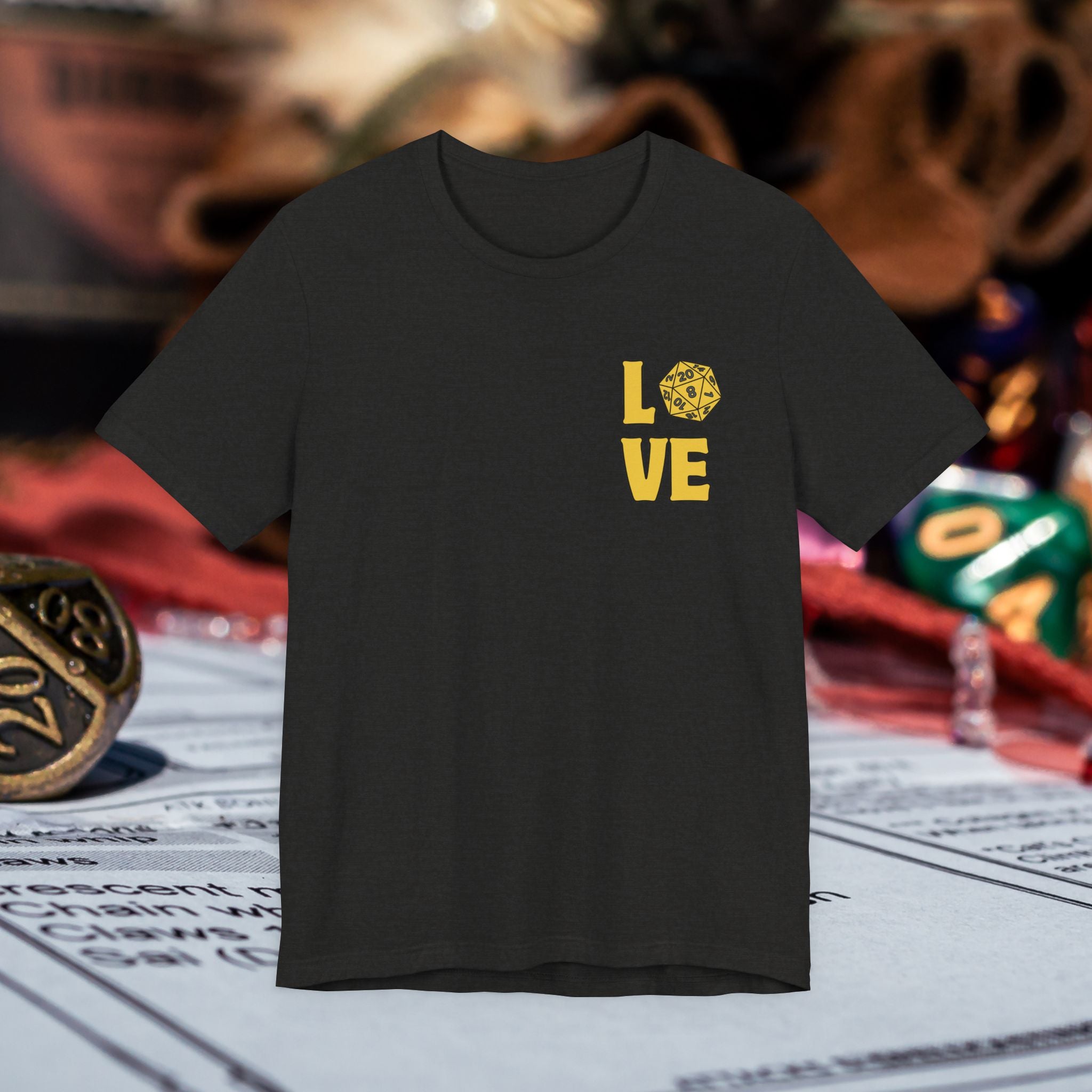Love D20 T-Shirt — RPG Gamer Dice Love Tee