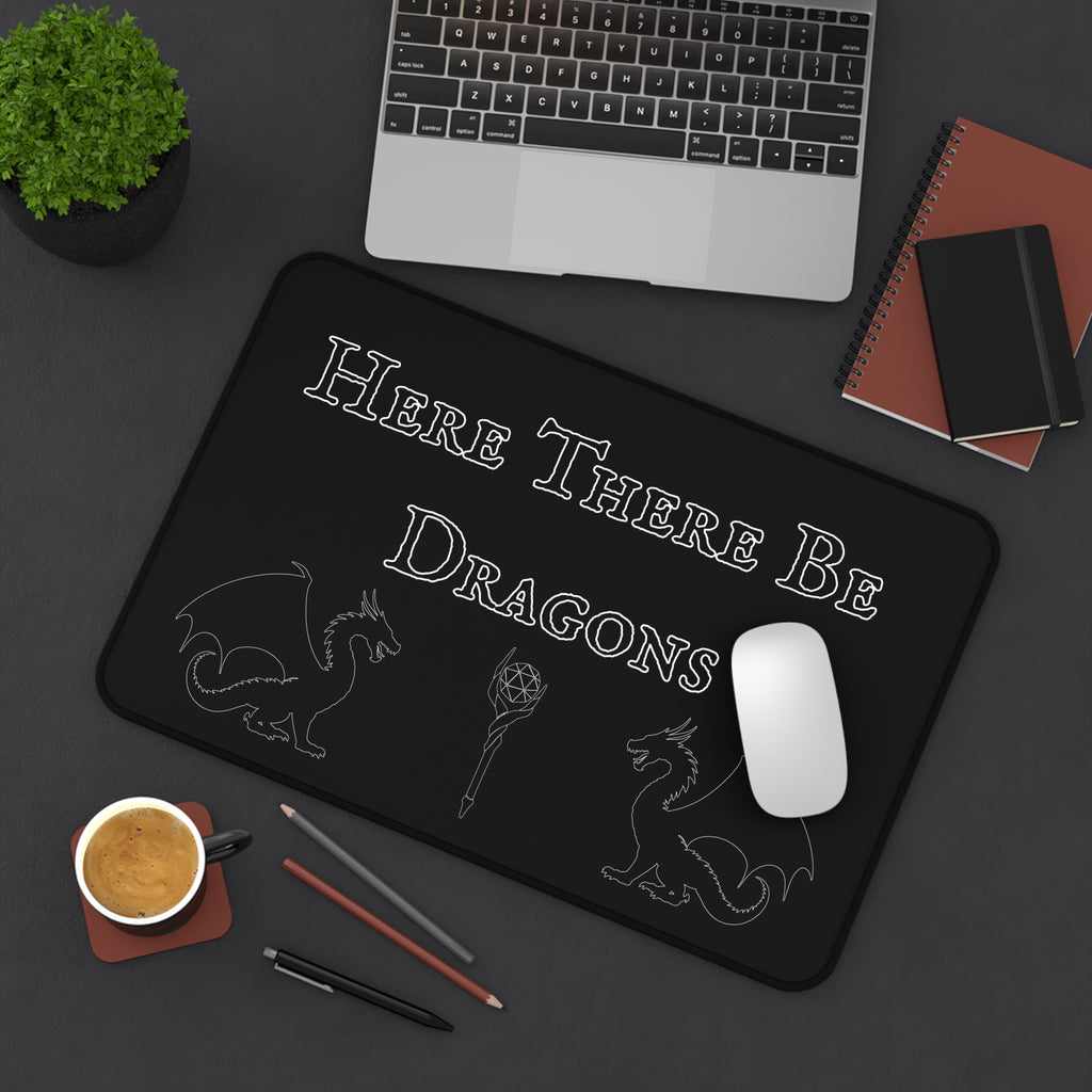 Here There Be Dragons Desk Mat