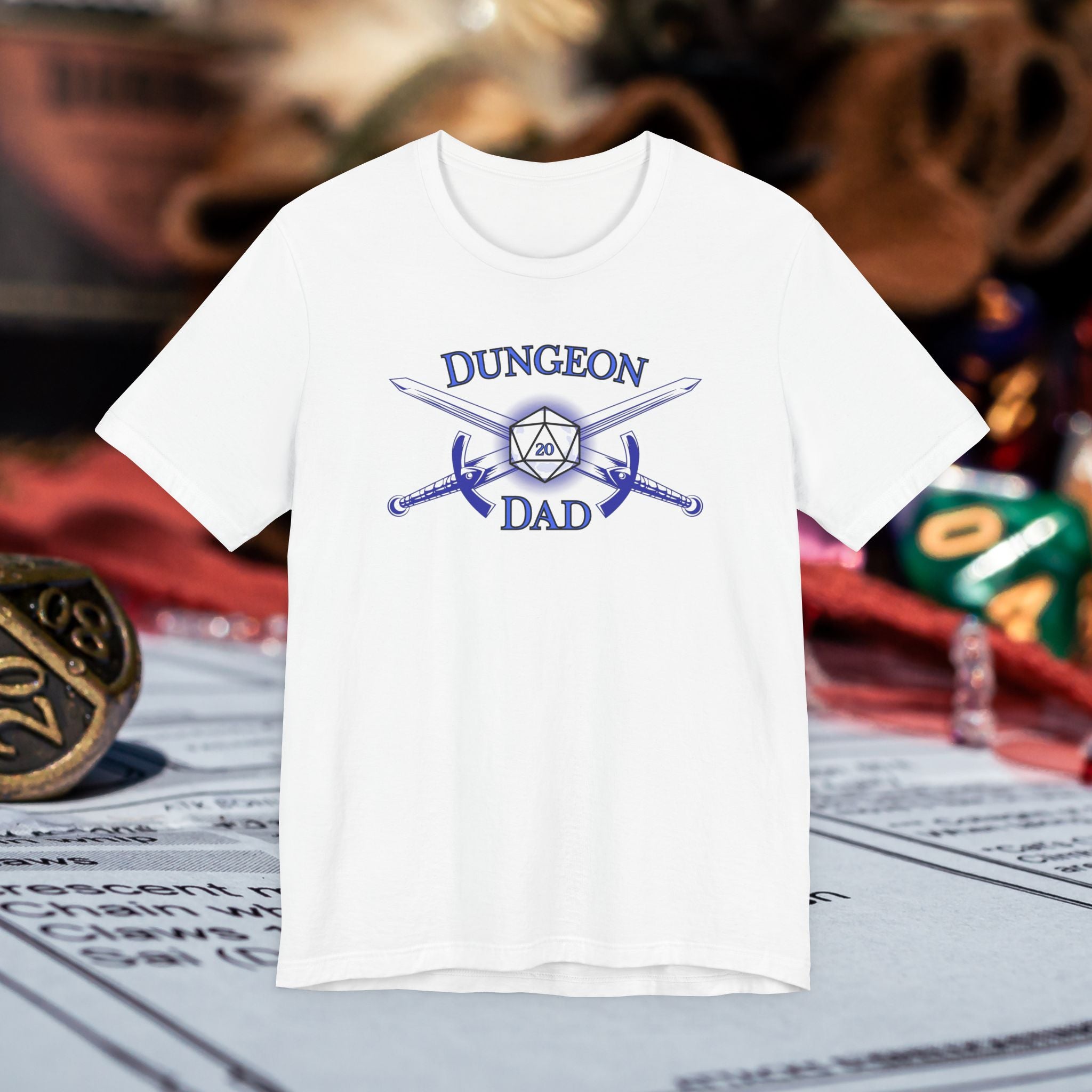 Dungeon Dad T-Shirt – D20 Gamer Father Tee