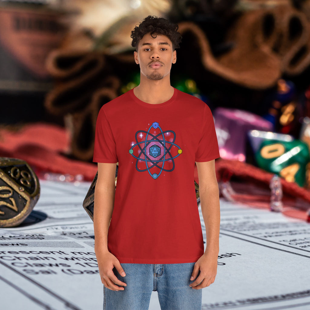 RPG Dice Atom T‑Shirt — D20 Tabletop Gaming Tee