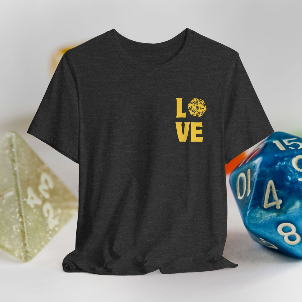 Love D20 T-Shirt — RPG Gamer Dice Love Tee