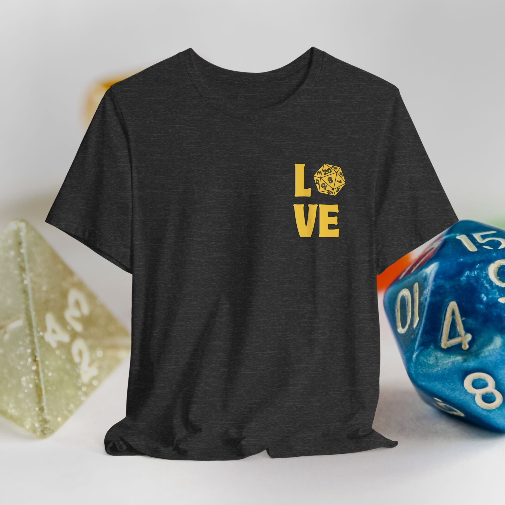 Love D20 T-Shirt — RPG Gamer Dice Love Tee