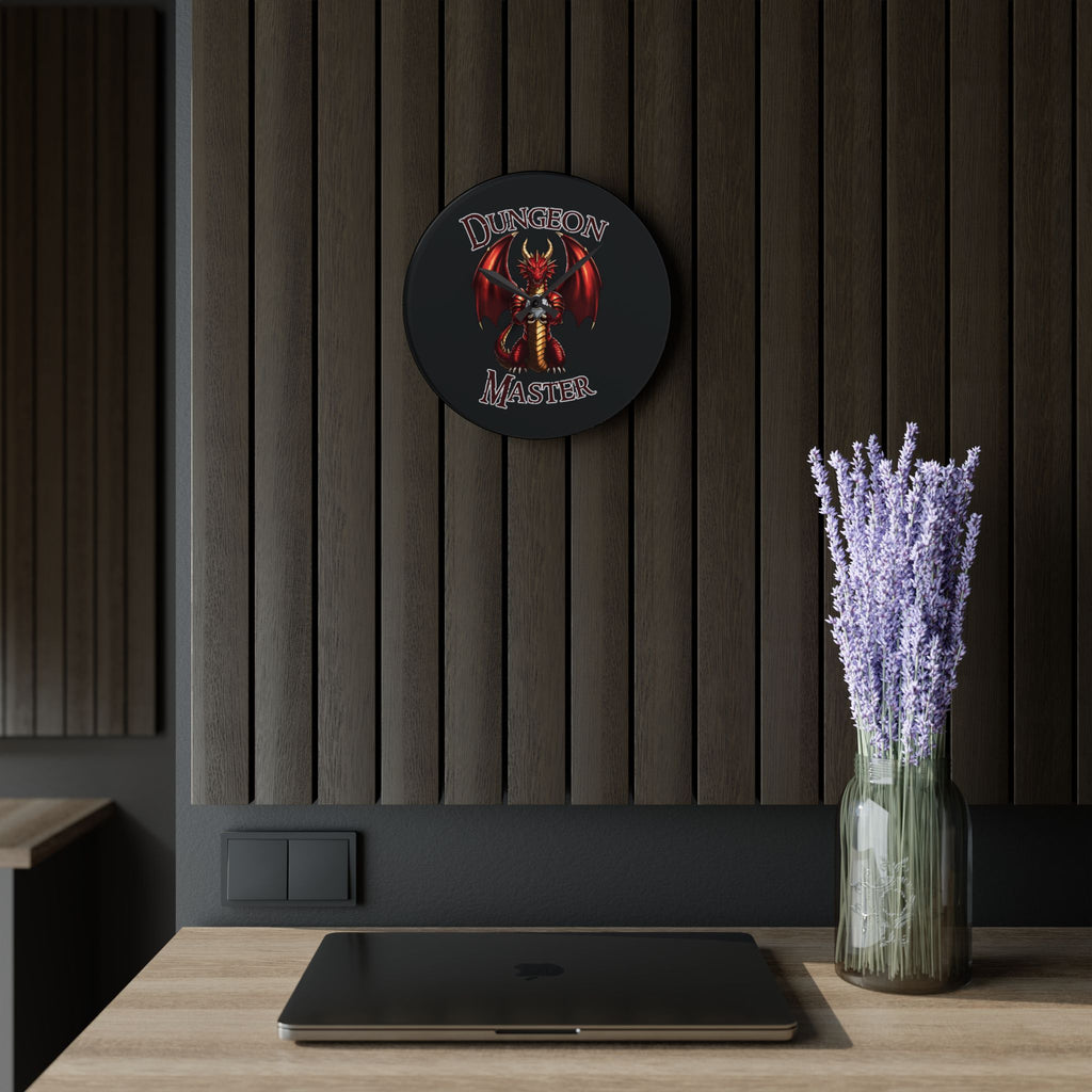Dungeon Master Acrylic Wall Clock — Red Dragon Gaming Clock for D&D Players