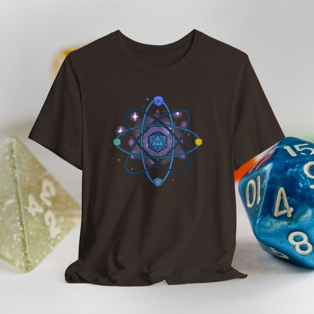 RPG Dice Atom T‑Shirt — D20 Tabletop Gaming Tee