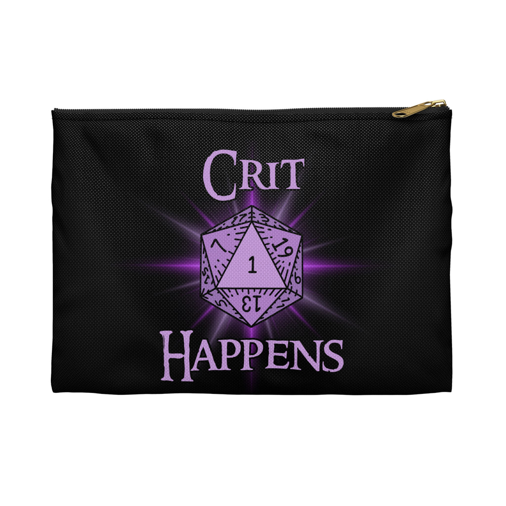Crit Happens Dice/ Mini's  Bag — RPG Accessory Pouch (Purple D20 Design)