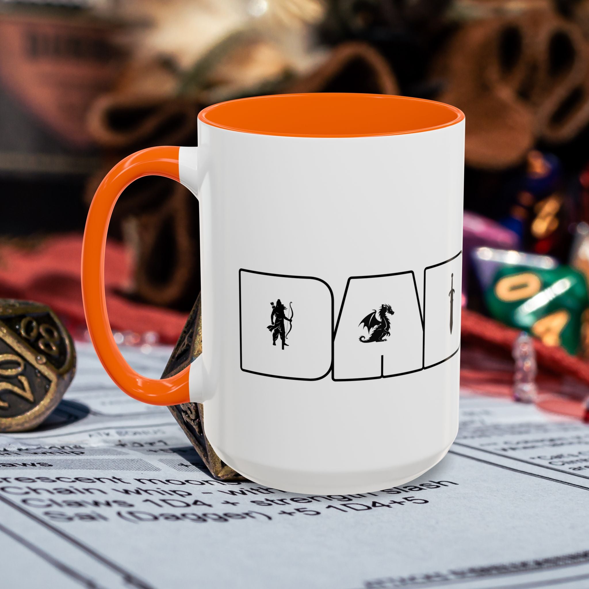 RPG Dad Icon Accent Coffee Mug — Dad Tabletop Gaming 15oz