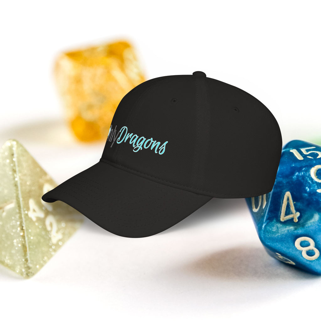 Only Dragons Low Profile Baseball Cap — D&D Dice Logo Hat for Tabletop Gamers
