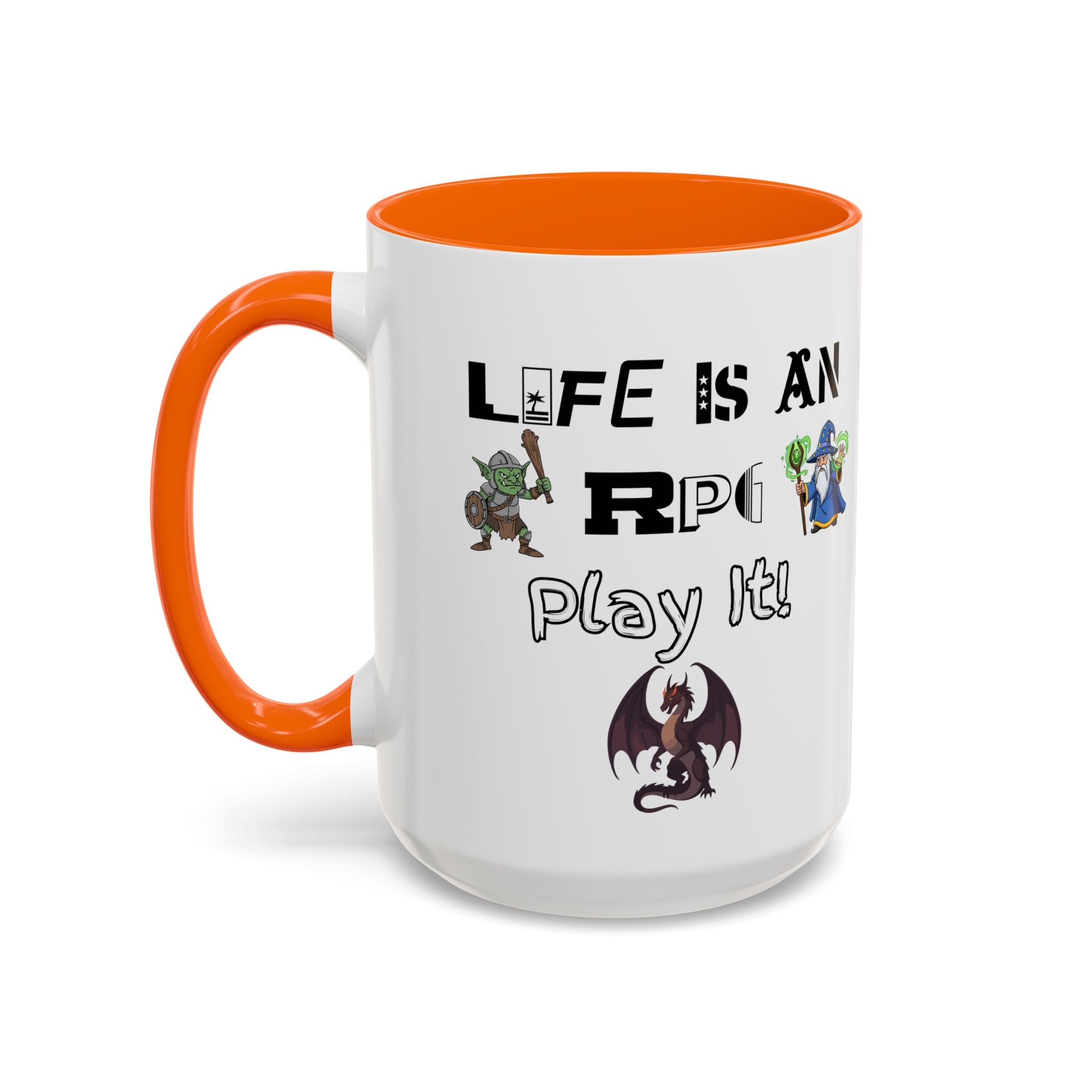 RPG Coffee Mug — "Life Is An RPG, Play It!" Accent Ceramic Mug