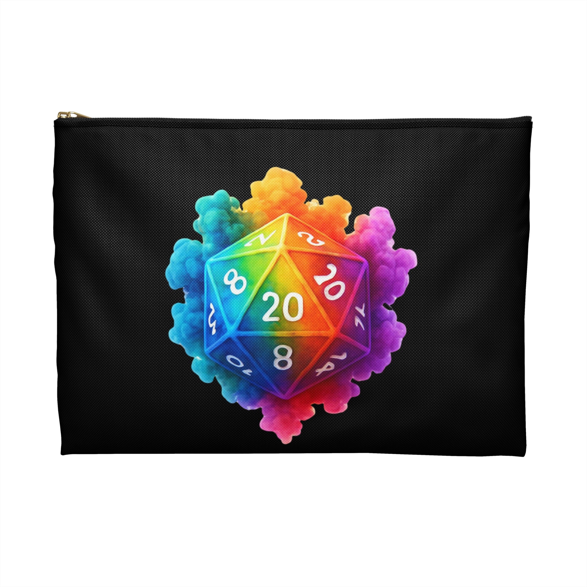 Rainbow D20 Dice Accessory Pouch — RPG Dice Bag, Colorful Tabletop Gaming Gear